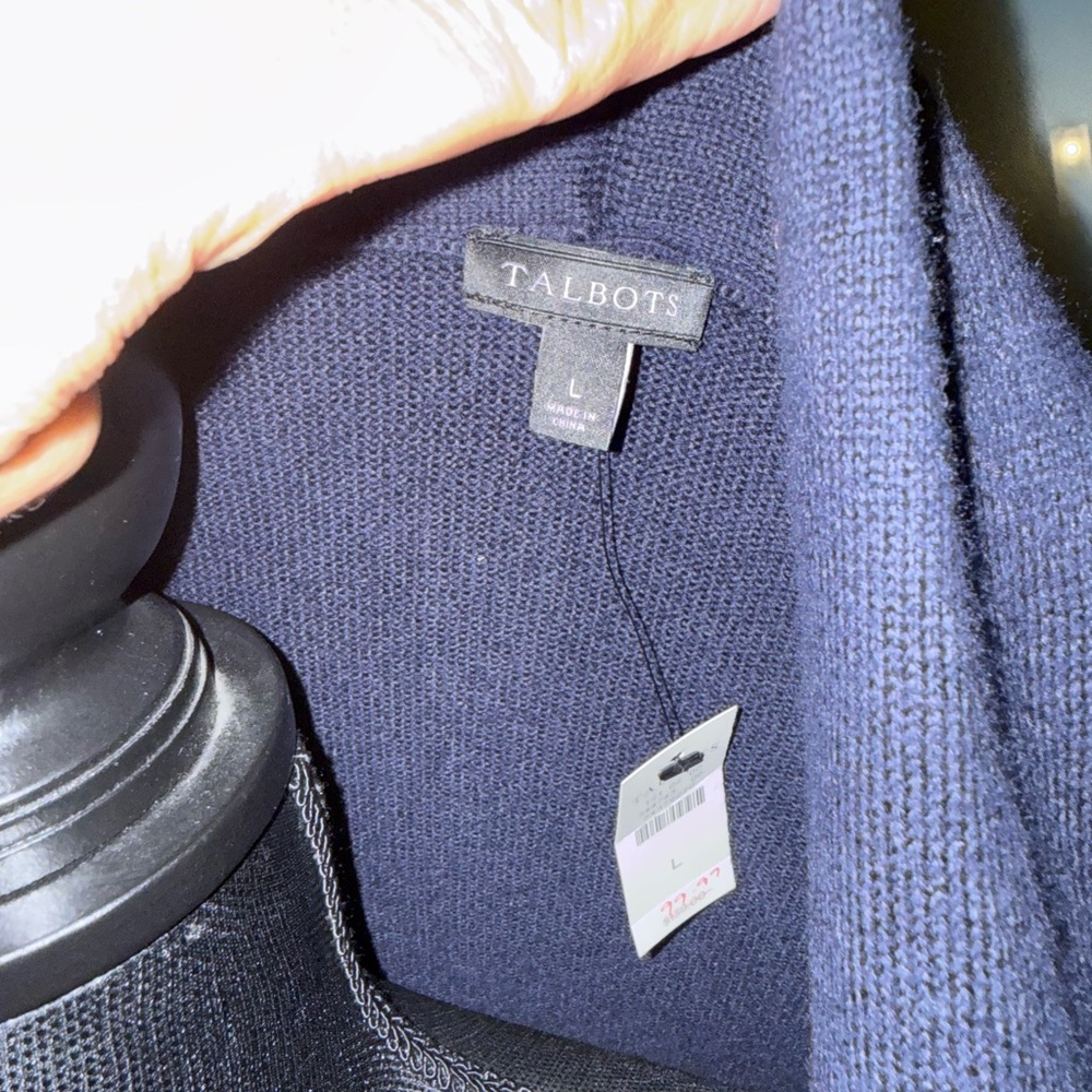 Talbots Navy Open Front Cardigan Sweater - Picture 3 of 5